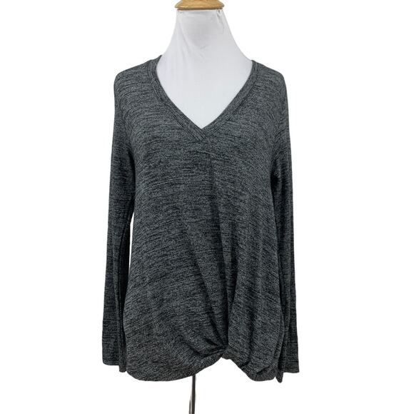 Sunday In Brooklyn Top Womens S Small Charcoal Twist Hem V Neck Anthropologie - Picture 1 of 9